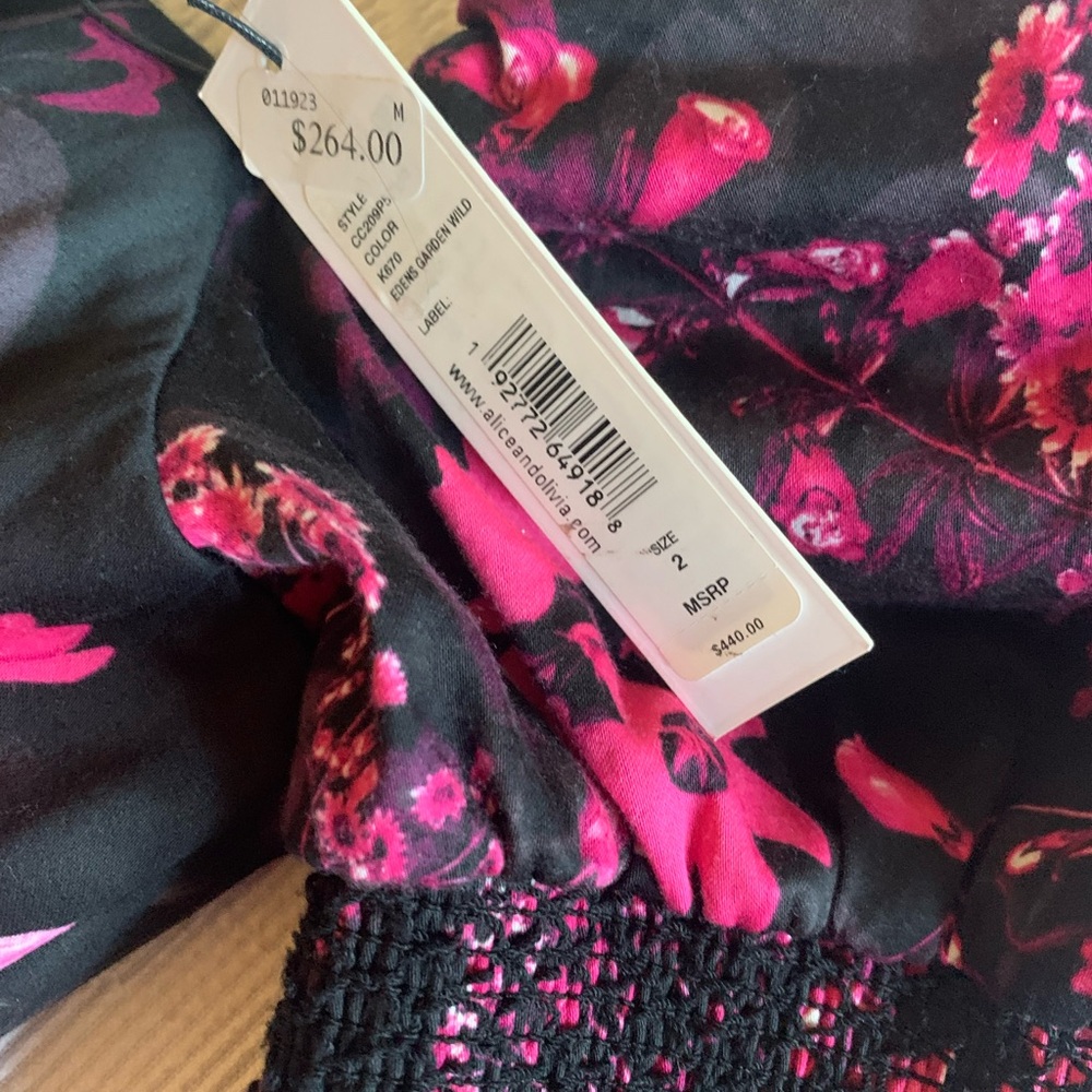 NWT Alice and Olivia puff sleeve floral print mini dress size small - Picture 3 of 10